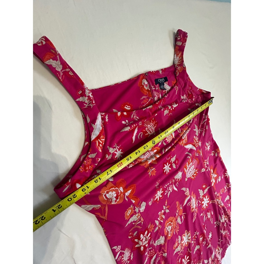 Chaps Pink Floral Sleeveless Sheath Dress Size 16 Square Neck Knee Length - Picture 5 of 5